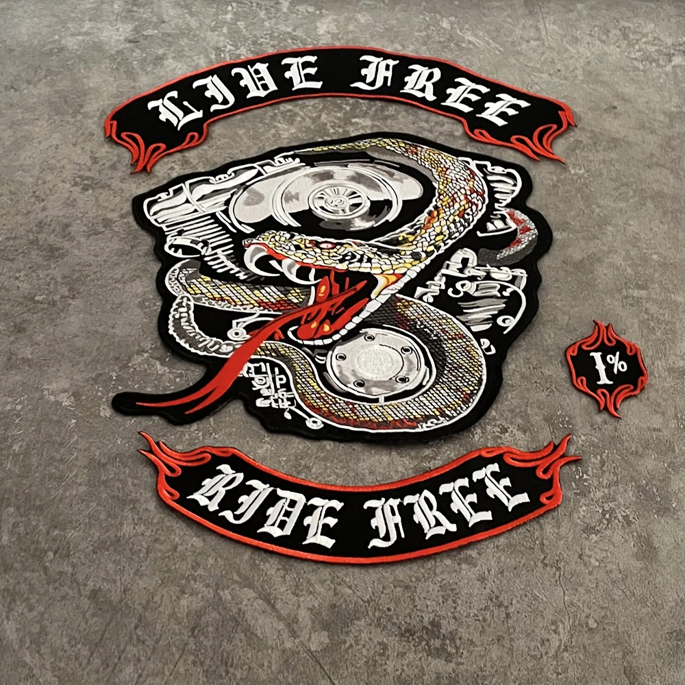 Python Suit Large Embroidery Patch Motorcycle Knight Leather Jacket Back Decoration Accessories Personalized Badge Hand Sewing