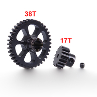 1Set 38T Steel Metal Diff Main Gear & 17T Motor Pinion Gear Spare Parts for WLtoys RC 1/18 A959 A949 A969 A979 K929 Replacement