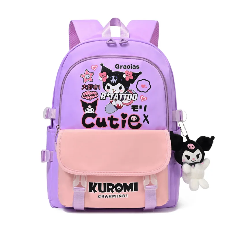 

Sanrio Kuromi Anime Backpack Cute Large Capacity School Bag for Students Cartoon Storage Bookbag College Rucksack Daily Use