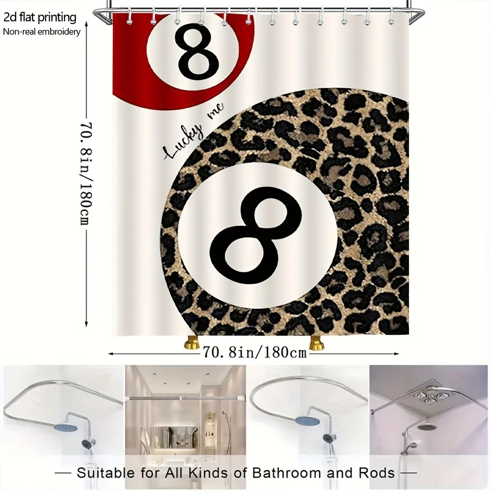 Cute Lucky Me Number 8 Bath Shower Curtain Waterproof Bathroom Decor Curtain for Kids Nursery Shower Curtain