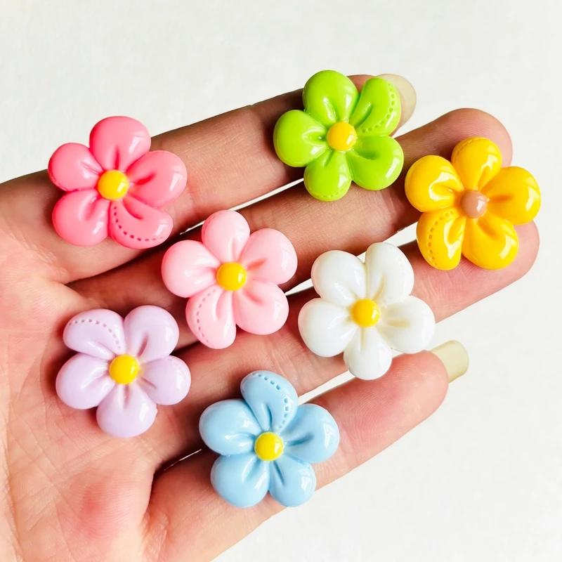 10 pieces of Kawaii five petal flower glossy flat bottom resin DIY jewelry phone case decoration accessories A153