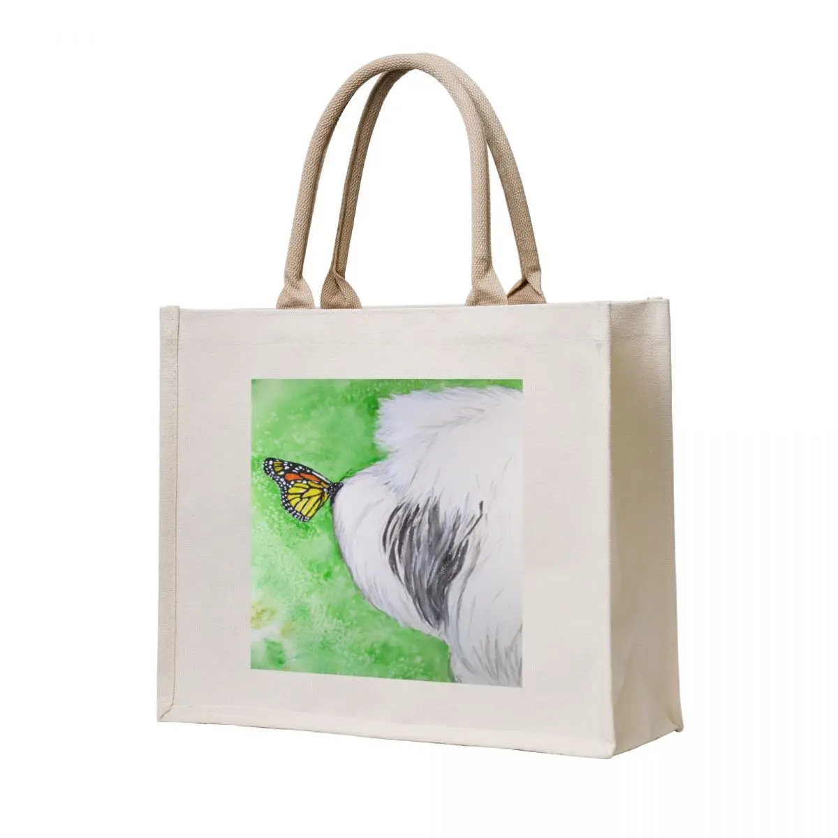 

Butterfly Kissed Old English Sheepdog Tote Bag Women's bags shopper bags for women Custom bag Beach bag