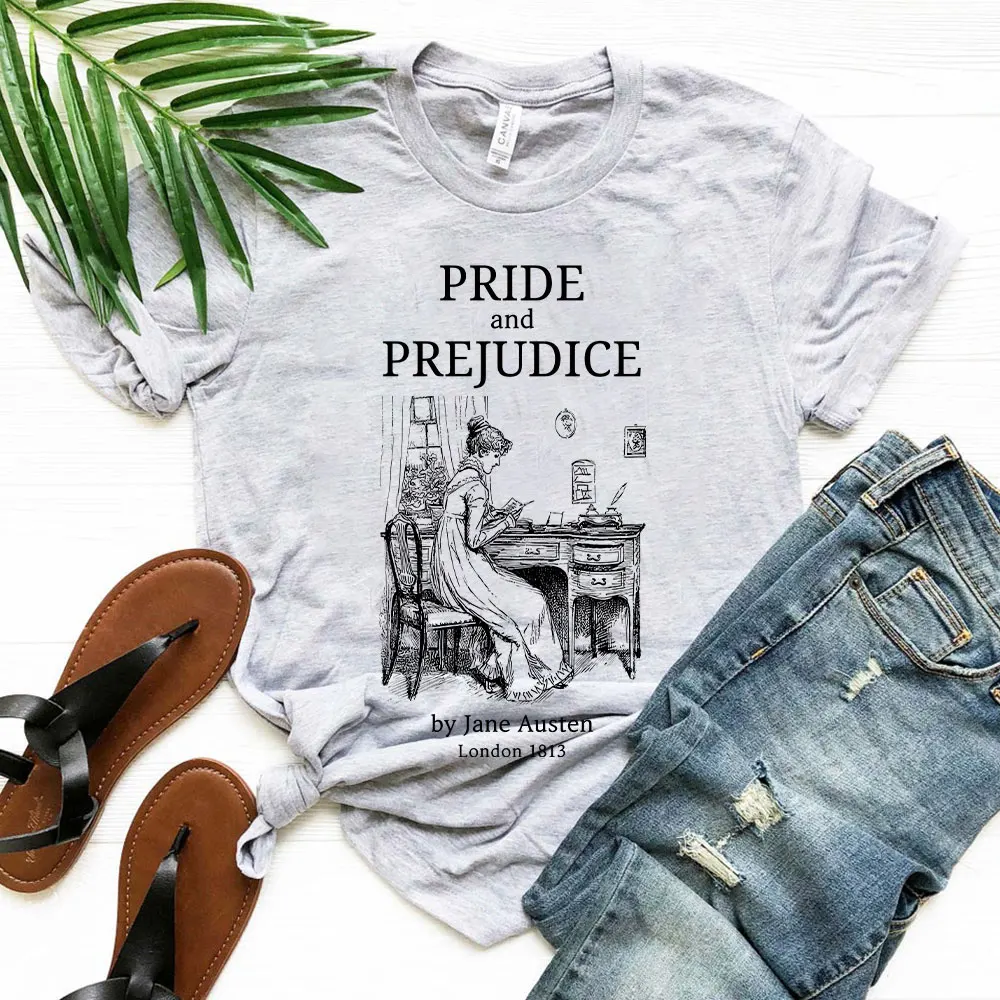 Vintage Pride and Prejudice Shirt Jane Austen T-shirt Mr Darcy Literary Book Lover Tee Retro Aesthetic Shirts Bookish Fans Gift