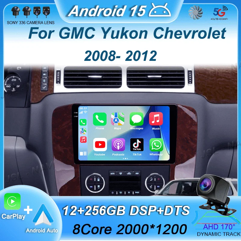 

Android 15 For GMC Yukon Chevrolet Tahoe Suburban 2008 - 2012 Car Multimedia Player Audio FM GPS Navigation Autoradio Carplay