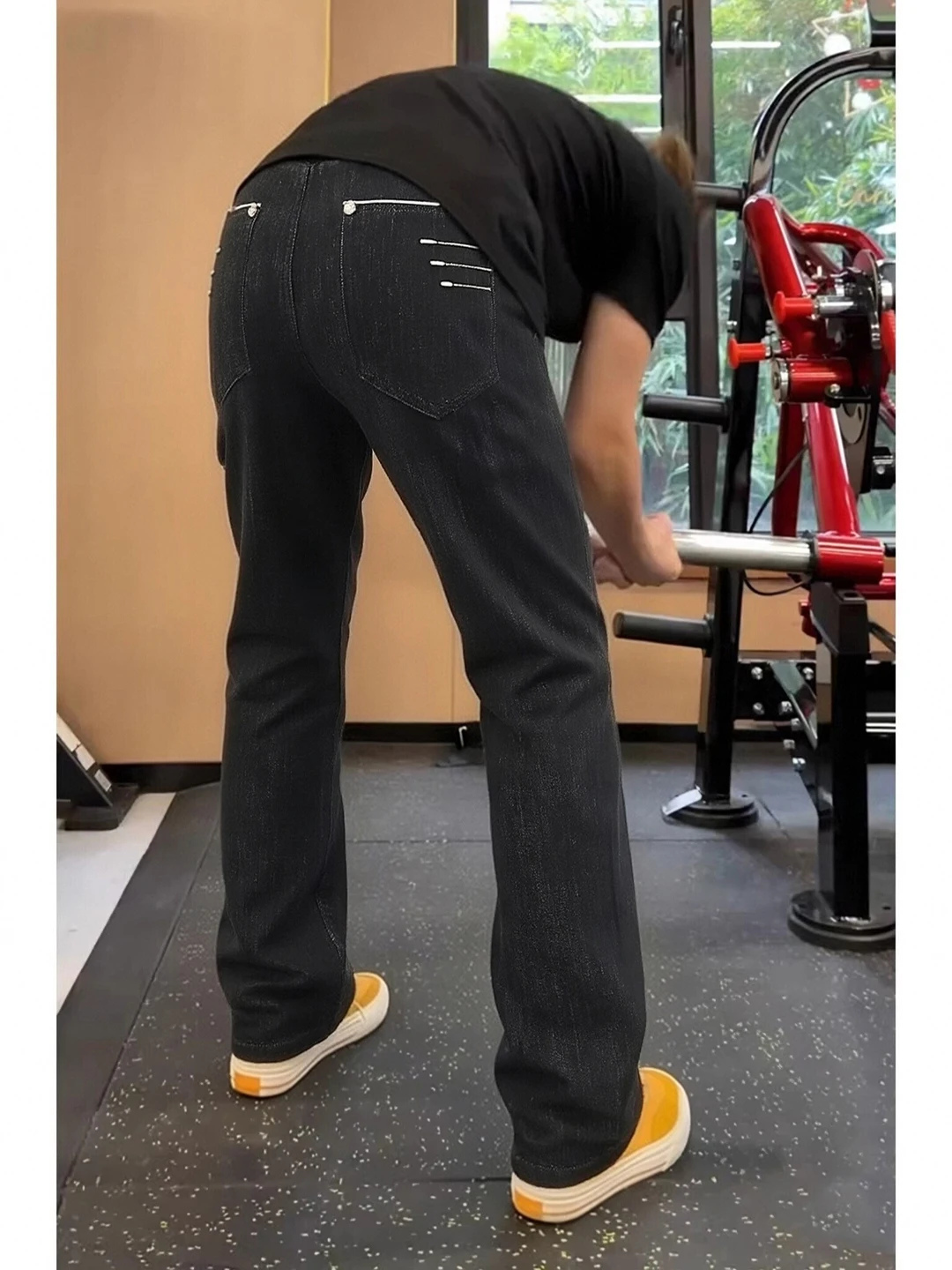 

Cleanfit American High Street Wide Leg Jeans Men's Original Denim Straight Cut Rise Waist Micro Flared Pants Casual Jeans