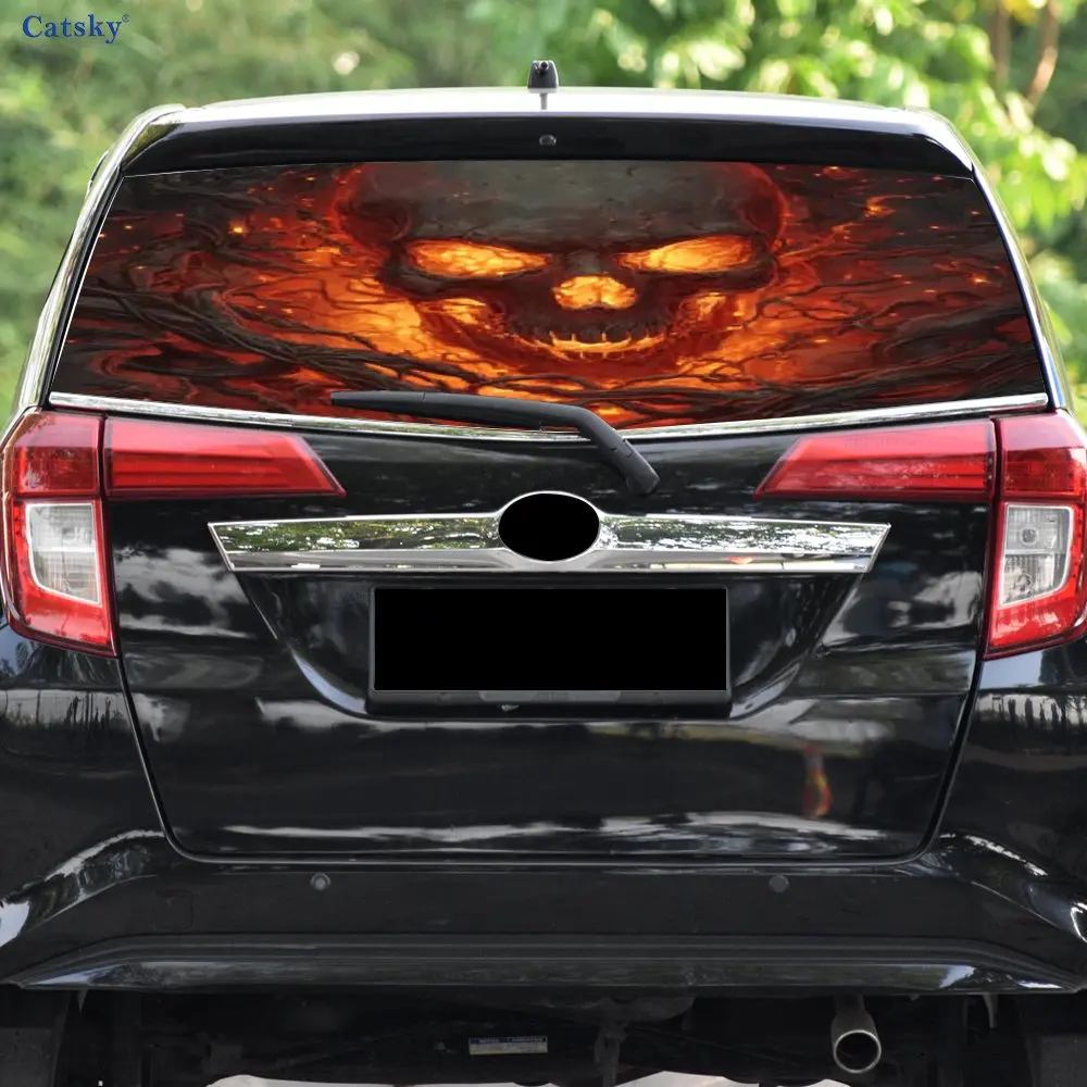 ملصق نافذة السيارة الخلفي المقاوم للماء من مادة PVC ذاتية اللصق من Blazing Skeleton Spirit، سهل اللصق دون السقوط، waterp #3