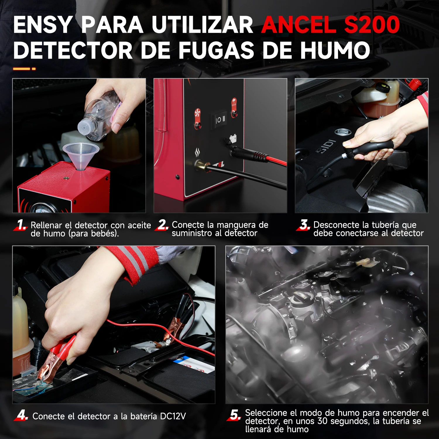 ANCEL S200 EVAP Smoke Leak Detector Oil Fuel Pipe Leakage Locator Vacuum Tester for Car Motorcycle Smoke Machine Diagnostic Tool