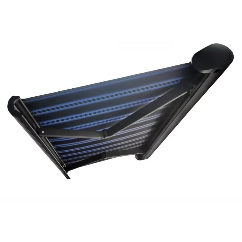 

Outdoor Motorized LED Light Grey Powder Coated Aluminum Electric Retractable Full Cassette Awning for Business