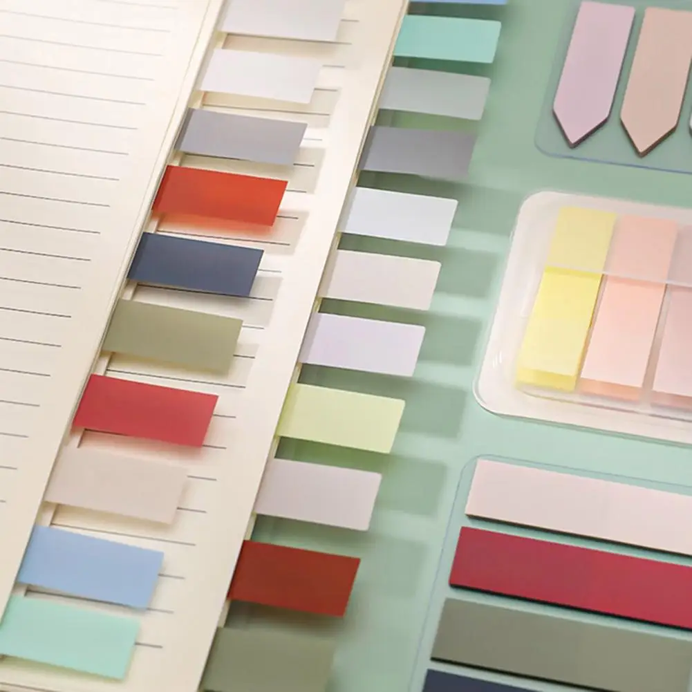 Translúcido Sticky Notes, Índice Fluorescente Sticker, Flag Tab, Morandi Sticky Notes, Essential Stationery Labels for Home