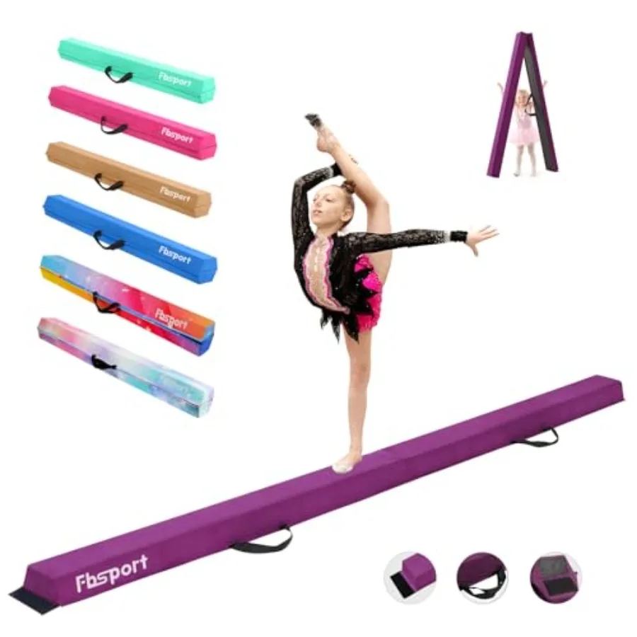 Home school gym training balance beam: foam core with suede cover black foldable for easy storage and transport