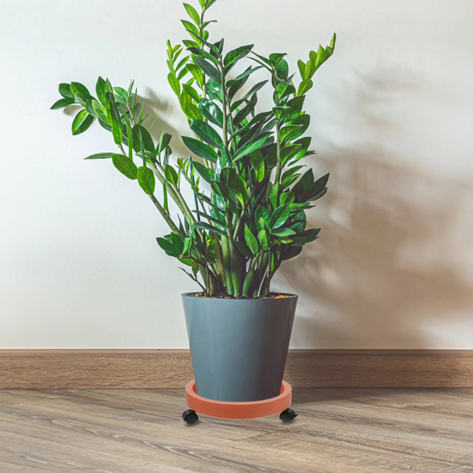 

1pc Flowerpot Base Tray With Wheels Round Plastic Movable Plant Holder For Indoor Outdoor Garden Storage Pallet Water Storage