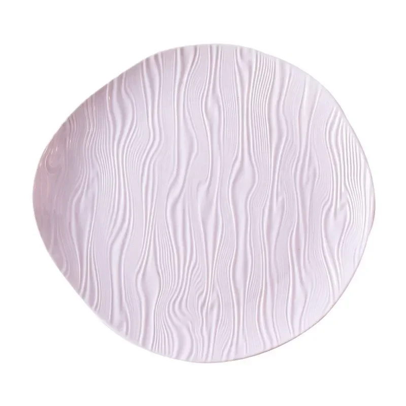 Nordic ceramic dishes, white household salad, flowing water pattern, western food plates, high-end steak  tableware plates