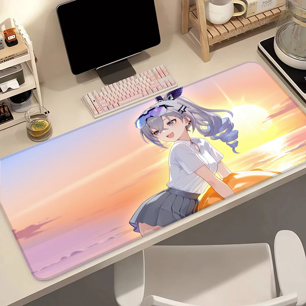 Rubber Mouse Pad Honkai Star Rail 50x100cm Silver Wolf Sparkle Ruan Mei MouseMat Large Keyboard Gaming Mousepad Locking Edge Mat