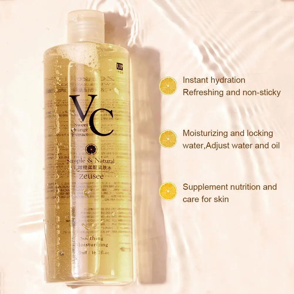 

VC Toner Refreshing Hydrating Skincare Skin Tone Wet Compress Essence Lotion Rejuvenating Fine Pores Brightening 300ml
