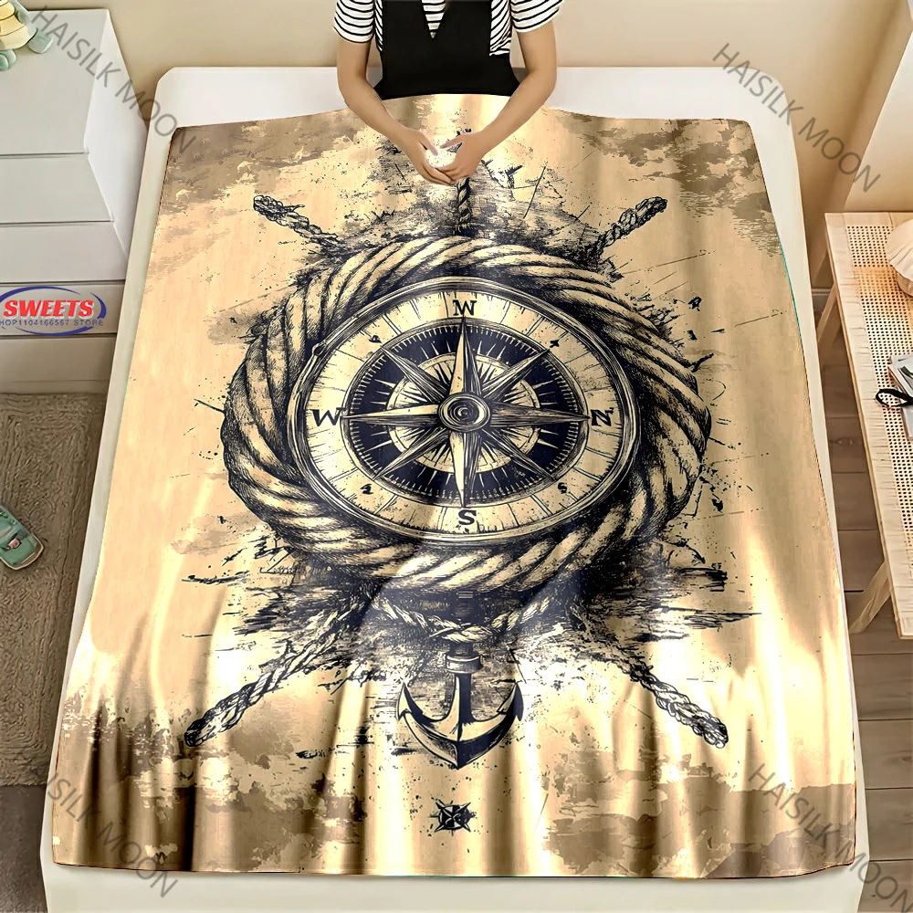 3D Vintage Compass World Map Print Blanket for Couches,Soft Cozy Blanket, Lightweight Fuzzy Warm Throws for Family Friends, Gift view 6