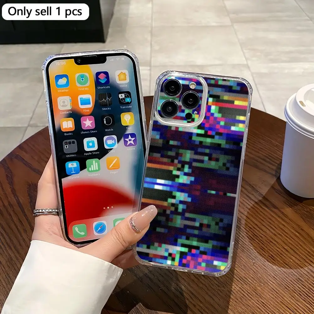 

Magnetic Clear Shockproof Glitch Texture Phone Case for iPhone 17/16/15/14/13/12/11 - Compatible with Multiple Models