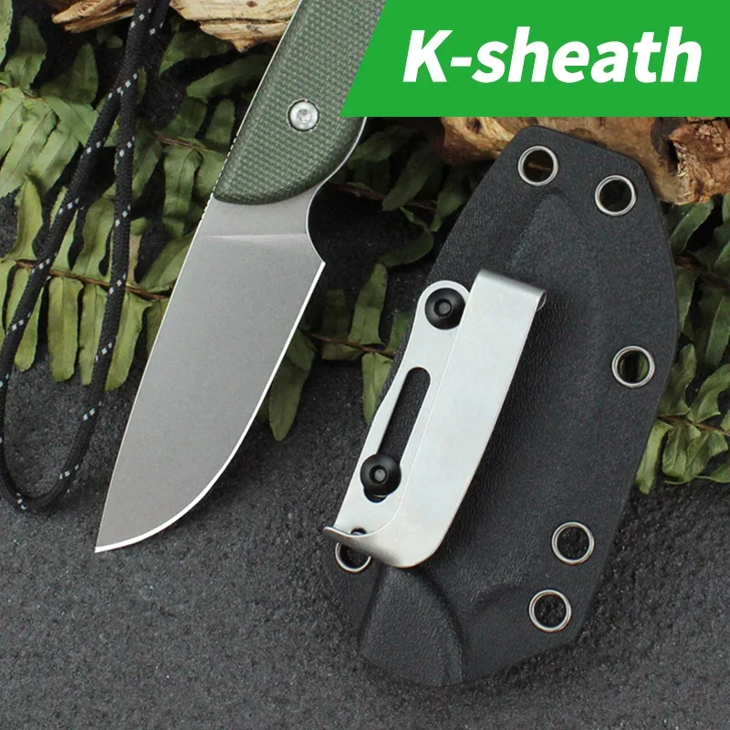 New 2024 Linen Fixed Blade Knife Outdoor Full Tang Knife Bushcraft Camping Hunting Survival Hiking Mens Gift with K-sheath