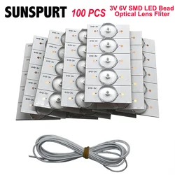 10/30/50/100PCS 3V 6V LED Light Emitting Diode SMD LG Light Bead with Optical Lens Fliter for 32-65 LED TV Repair 2M Cable Wire