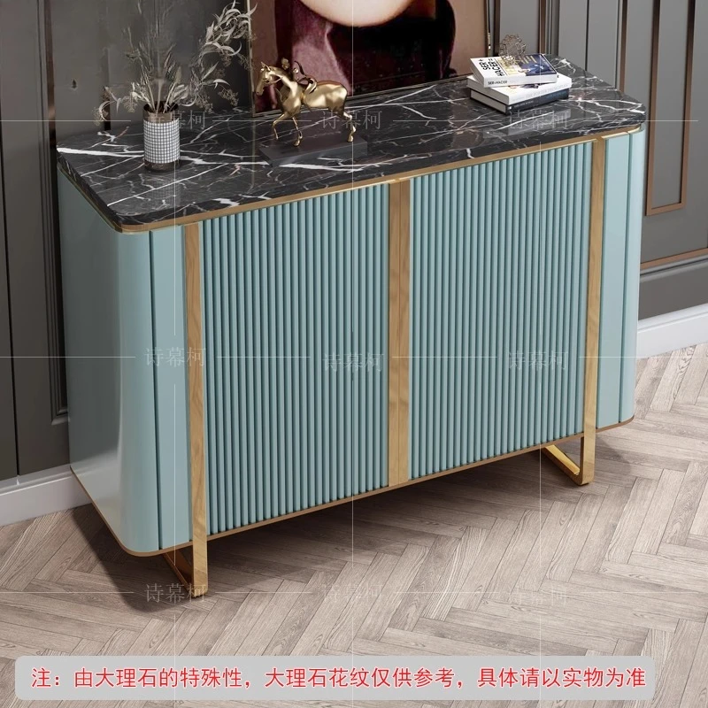 

Light luxury door cabinet designer decoration foyer entry partition shoe cabinet stainless steel post-modern simple dining side
