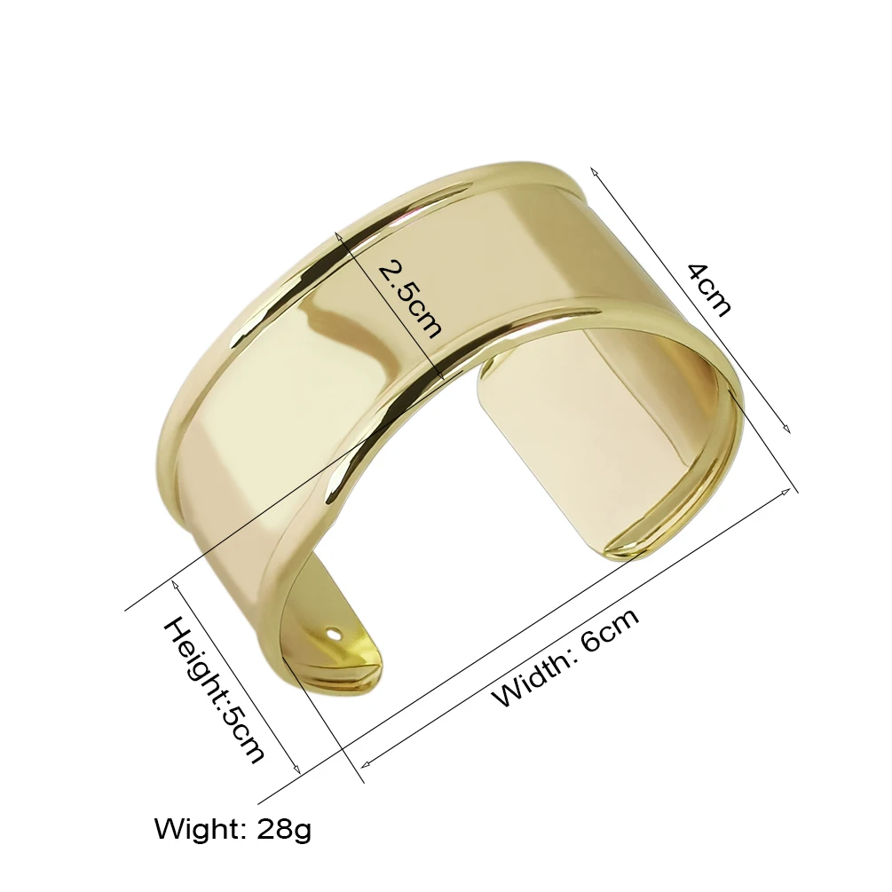 Punk Asymmetric Open Wide Bracelets Bangles For Women Statement Alloy Geometric Designer Fashion Jewelry Accessories Gold Color