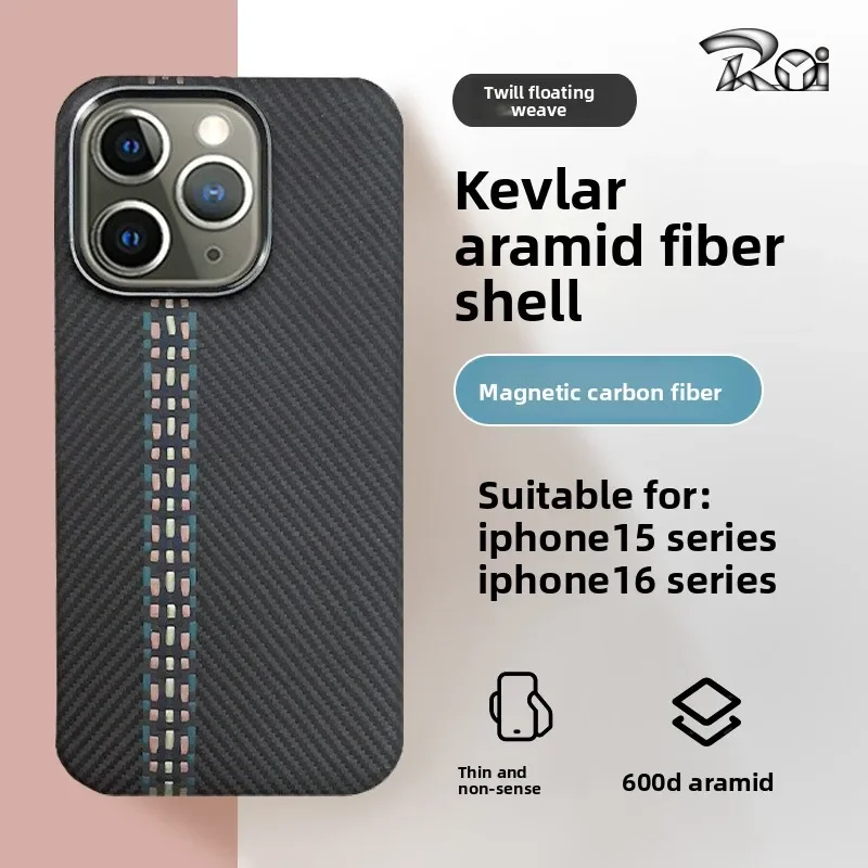 

Чехол для мобильного телефона из кевлара, углеродного волокна, магнитный, защита от падения и отпечатков пальцев, подходит для серии IPhone 15 16 Pro Max