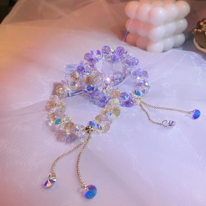 Summer New Braided Crystal Charm Bracelet for Women Fashion Exquisite Adjustable Cuff Bracelet Party Jewelry Anniversary Gift