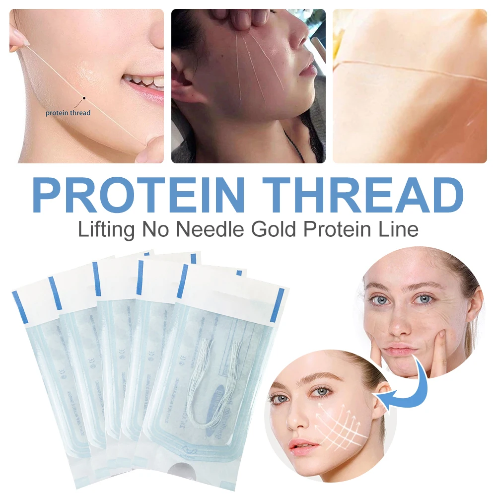 Kollagen Gesichts Spann Gewinde Gesicht Hebe Keinen Nadel Gold Protein Linie Anti-Aging Falten Entfernung Gesicht Füllstoff Protein Gewinde