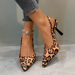 Aphixta 8cm Thin Heels Leopard Sandals Elegant Women Dress Shoes New Women Pumps Suede High Heels Stiletto Party Feast Shoes