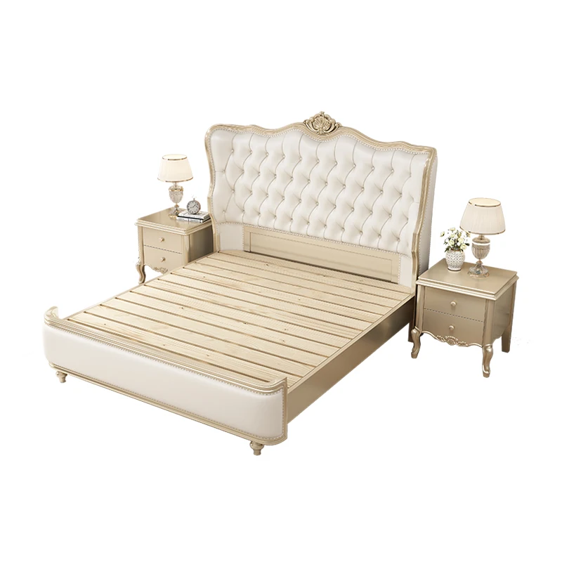 

American solid wood master bedroom 1.8 meters double light luxury French princess bed high-end European qbed wedding