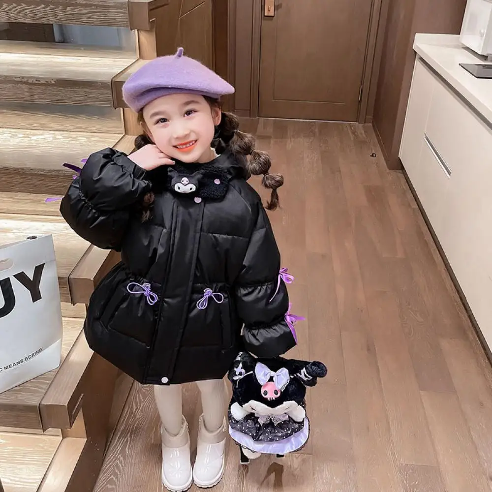 Sanrio Kuromi Girls Down Jacket Autumn Winter Thicken Cotton Clothes My Melody Kawaii Coat Cartoon Jacket Children's Clothing