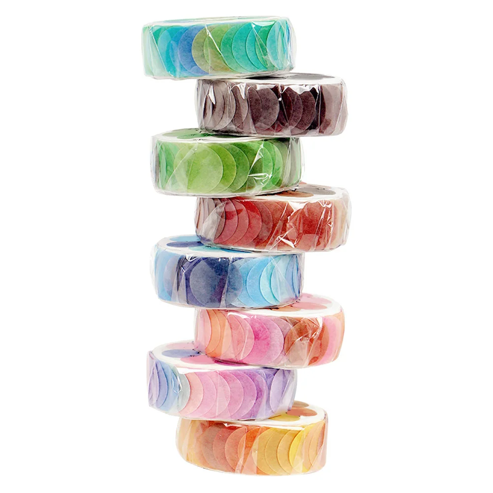 

8 Rolls Washi Tape Gift Bag Seal Stickers Round Decorative Dot Scrapbook Accessory DIY Craft Project