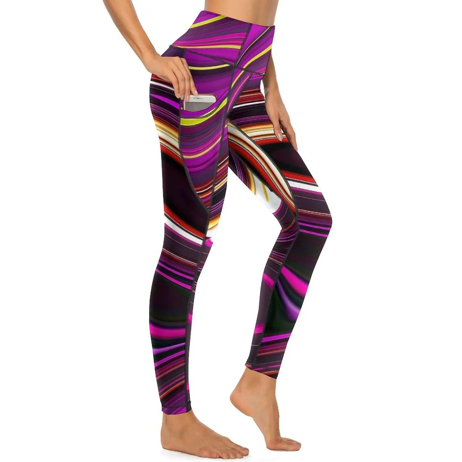 Leggings College marbre avec peinture liquide violette, collants de sport personnalisés, pantalons de course et de yoga, leggings respirants push-up, cadeau commandé