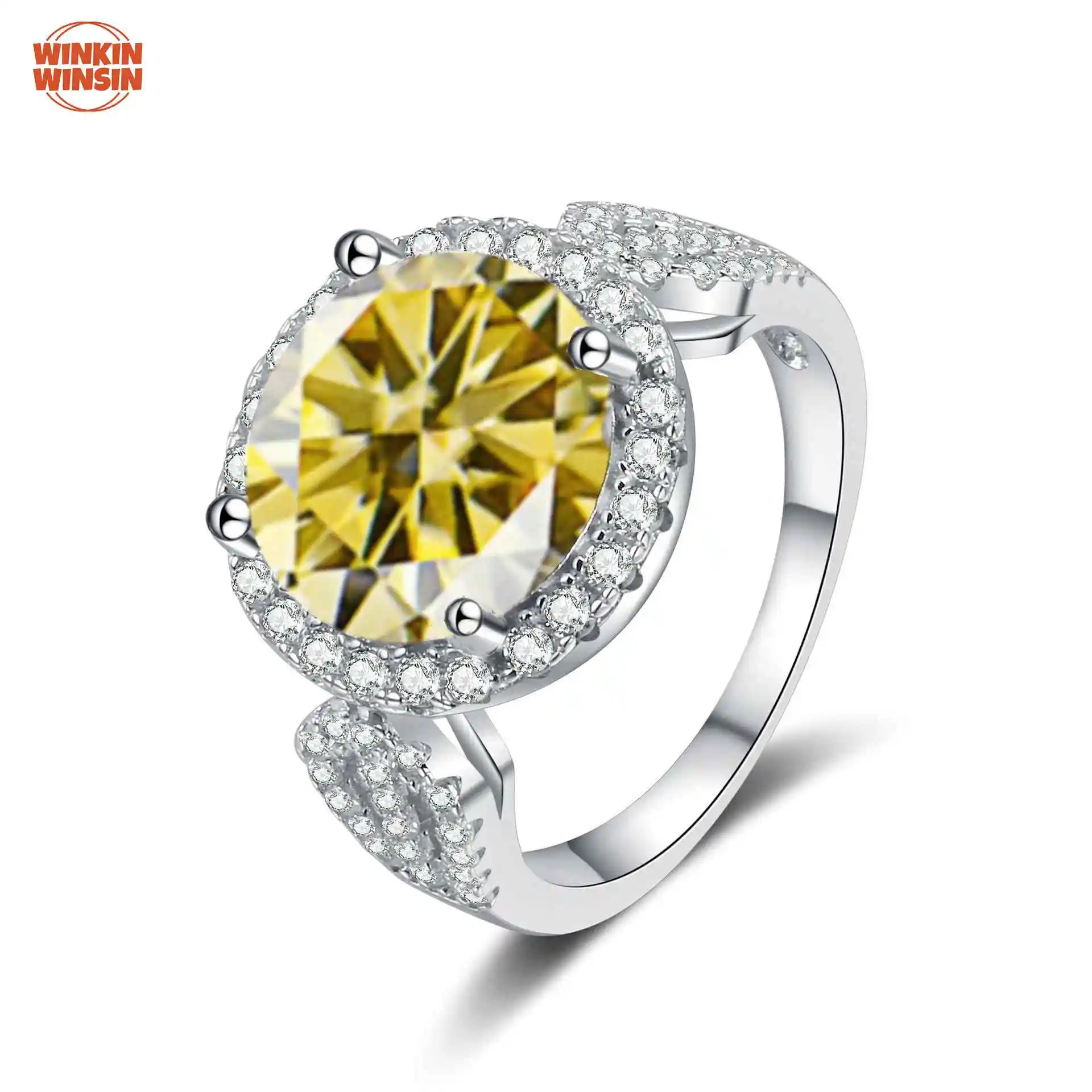 

Winkin Winsin S925 Pure Silver Moissanite Ring Elegant and Magnificent