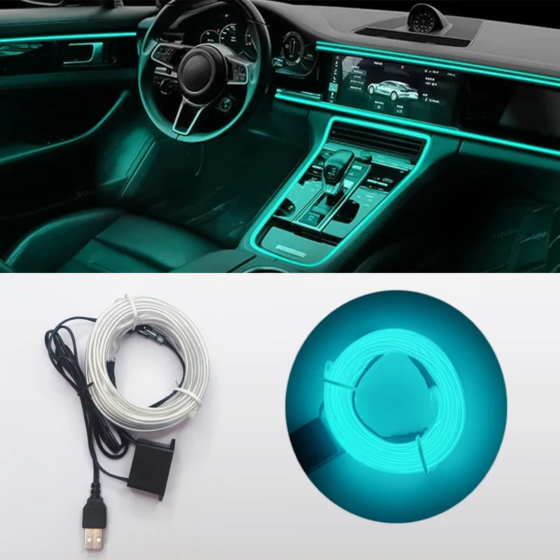 3M Car Interior Light LED Strip Decoration Flexible Neon Lights Car Atmosphere Lamp 12V Universal Auto Ambient Light