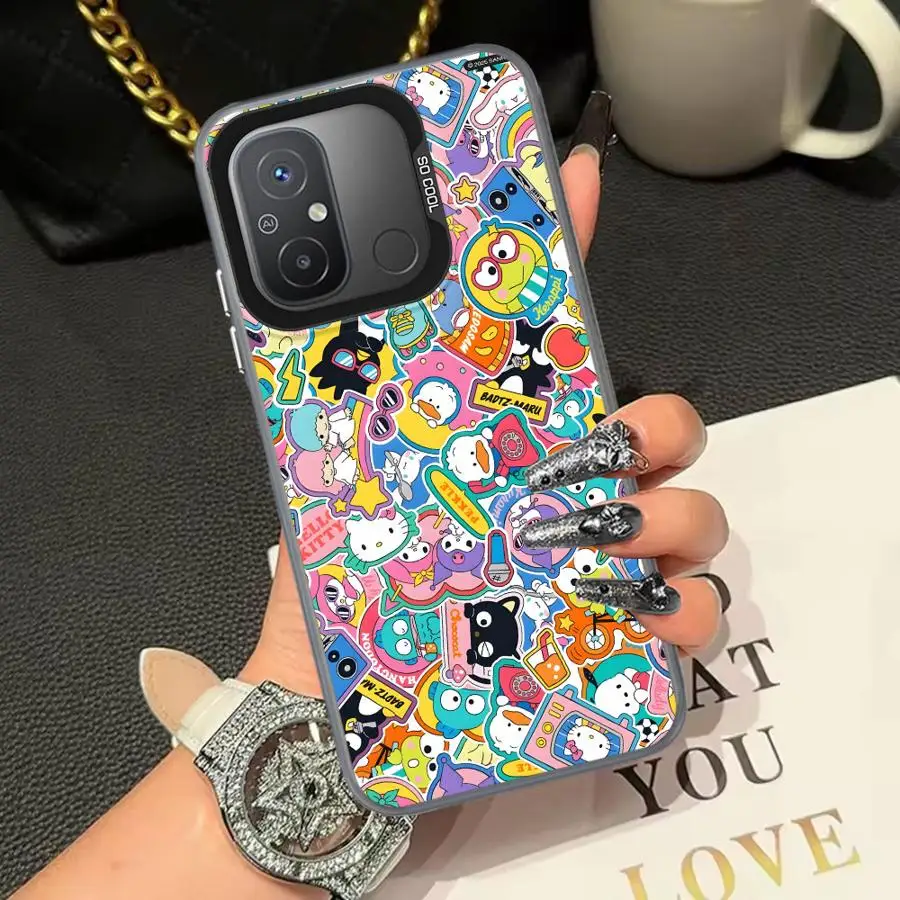 Casing untuk Xiaomi Redmi 14C 12C 10C A1 A2 Plus 9T A5 K60 9C 13C Penutup Belakang Ponsel Lucu H-elloS K-ittyS Kuromi