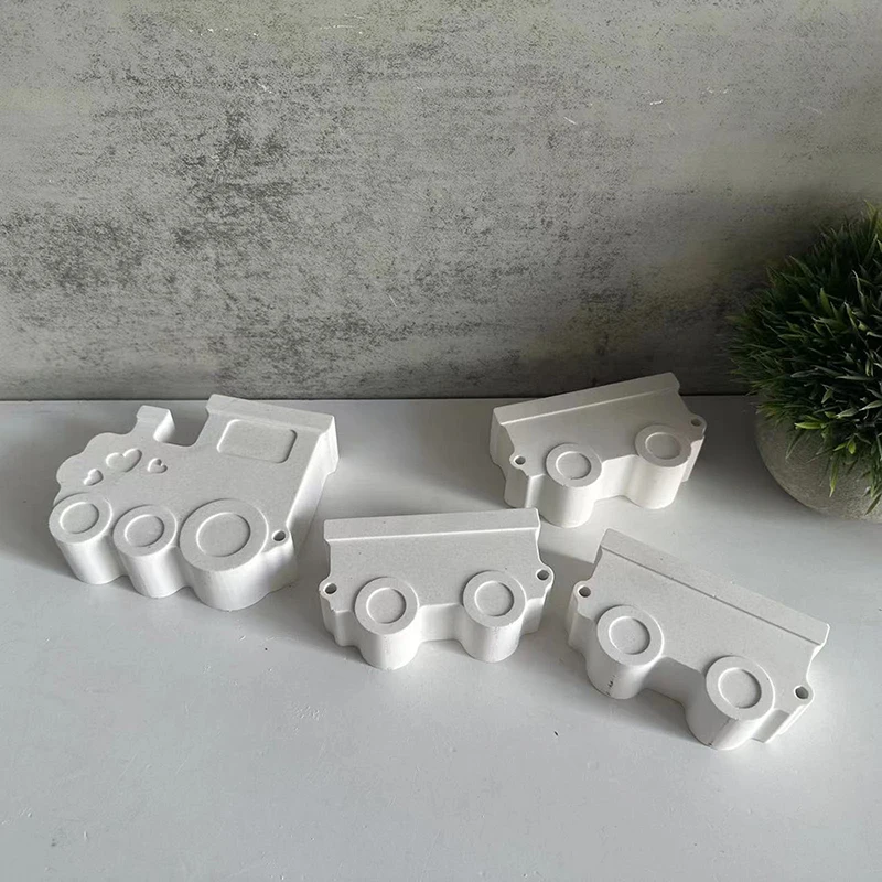 3D Train Candlestick Silicone Mold DIY Cute Train Candle Holder Plug-in Creative Home Tabletop Decoration Plaster Drop Glue Mold