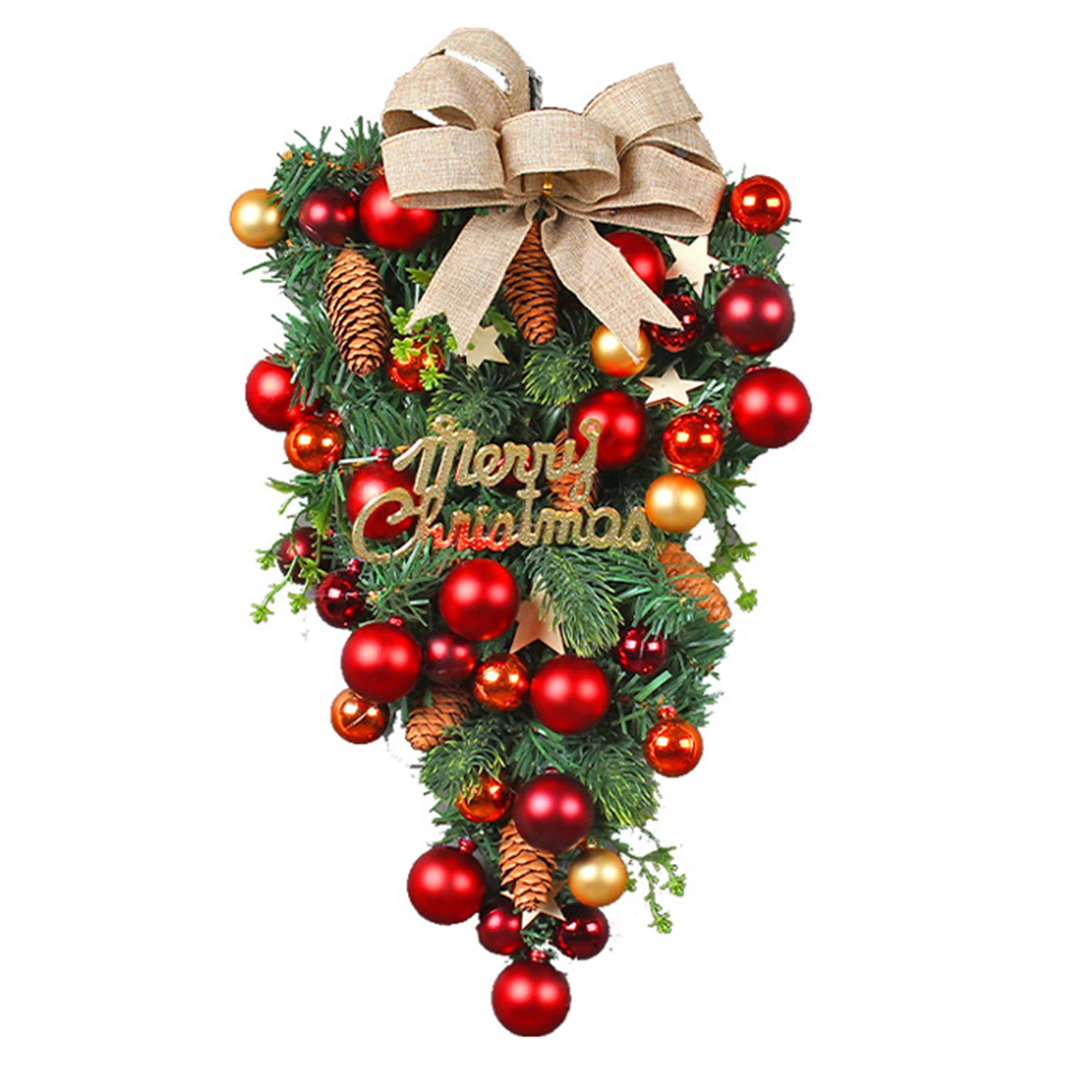 

Christmas Decoration Balls Upside Down Tree Wreath Artificial Rattan Bowknot Hanging Garland Wedding Xmas Party DIY Decoration