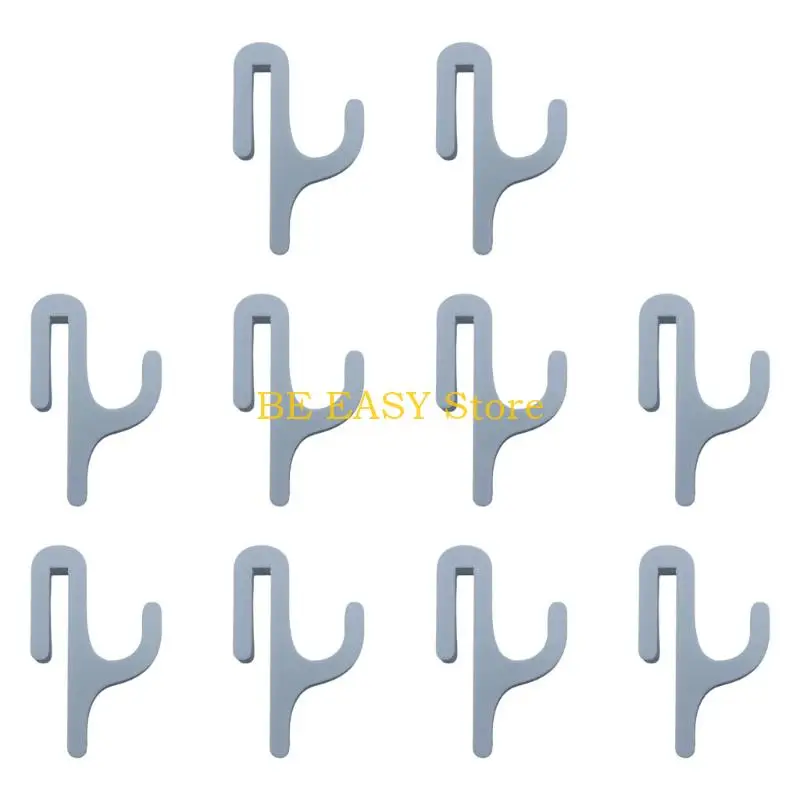 E28F Pack Of 10 Plastic Shower Hooks For Glass Door Clamp On Bathroom Organizers Multipurpose Hanging Storage Solution