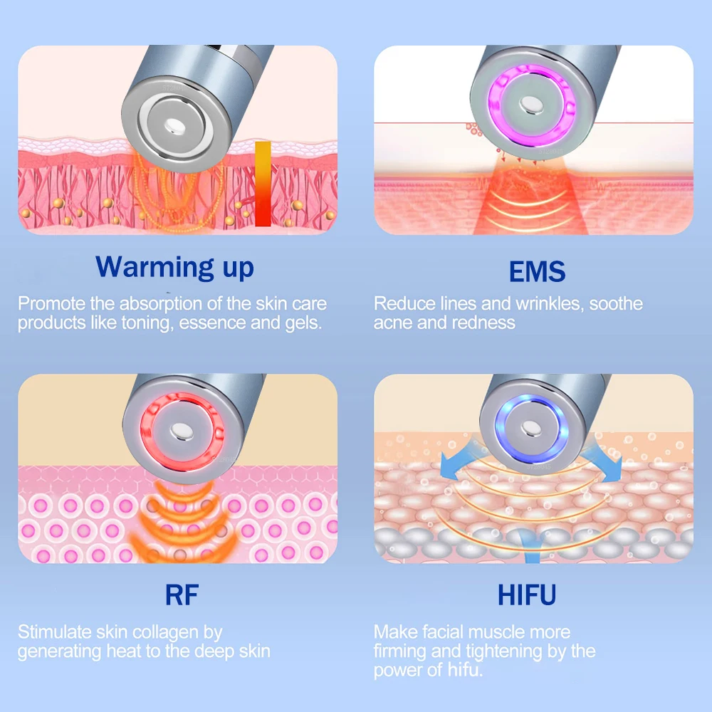 3 In 1 Mini HIFU Machine for Eyes Rechargeable Ultrasound Machine RF Radio Frequency EMS Microcurrent Lift Firm Tightening Gel