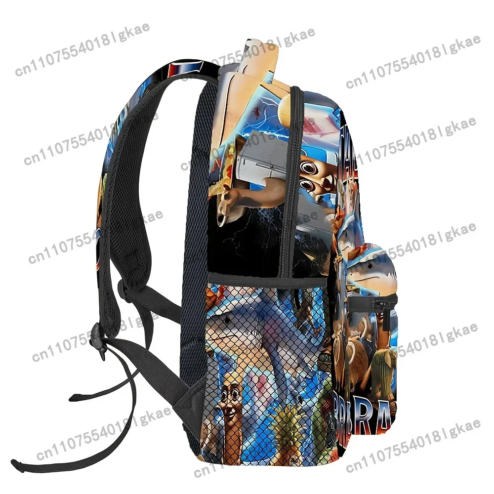 CUTEHSJ Italian Brainrot Large Capacity Backpack - Adjustable Shoulder Straps, Zipper Closure, Lightweight & Durable Polyester L