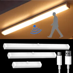 LED Night Light Kitchen Under Cabinet Lamp 22/32/52cm Rechargeable PIR Motion Sensor Closet Wardrobe Lamp Aluminum Night Light