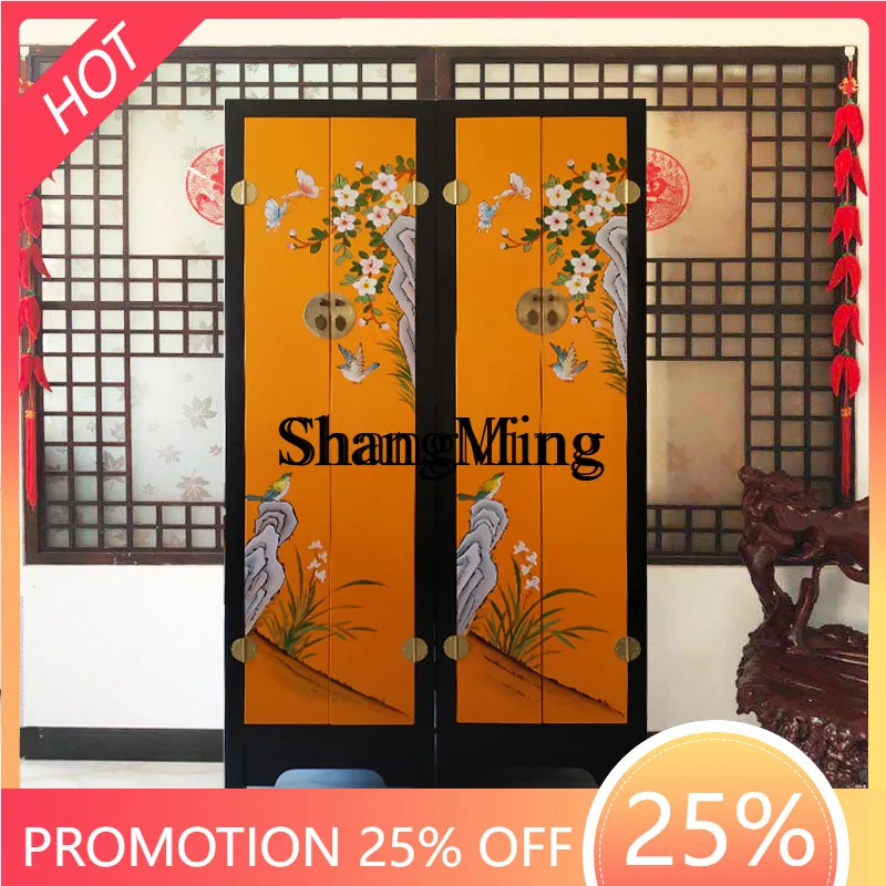 

SM home new Chinese solid wood wardrobe retro pure hand-painted home bedroom storage locker