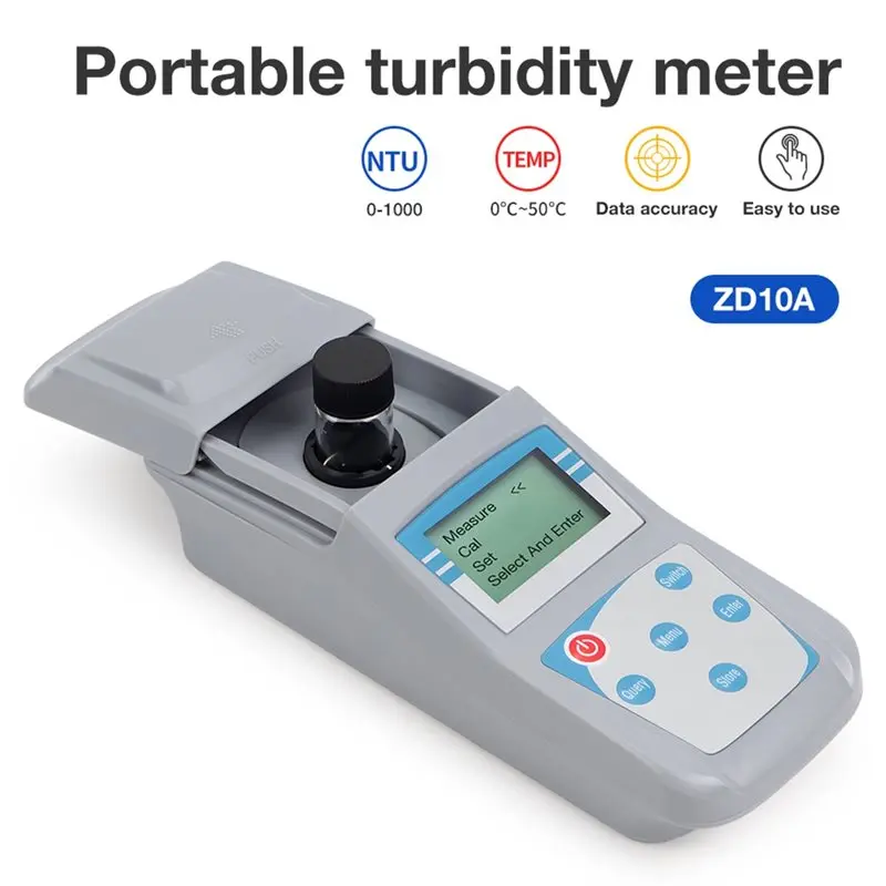 FEDI-Water Tester 90° Scattered Light Turbidity Analyzer Digital Turbidity Meter 1-1000 NTU Portable EU Plug Turbidimeter