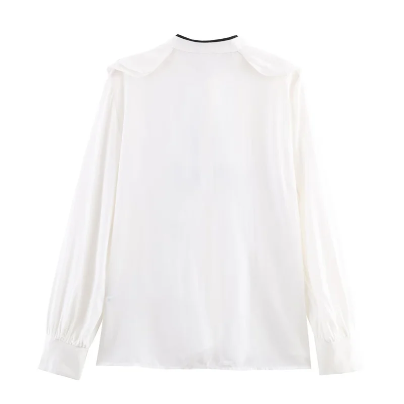 Blusa blanca Ropa De Mujer Camisas sueltas con lazo De manga larga 2025 Blusas Mujer De Moda cuello vuelto Blusas De moda Vintage Tops