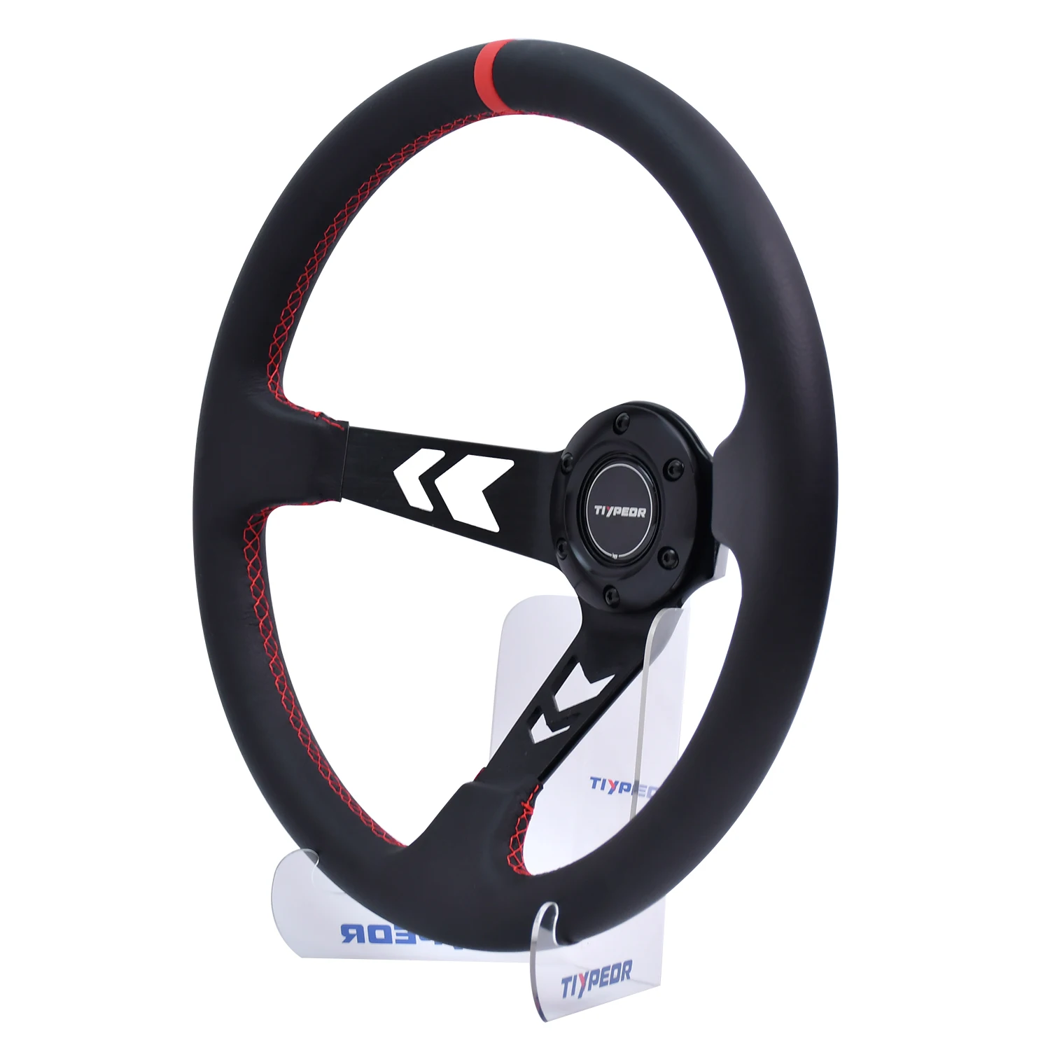 Tiypeor 350mm Deep Dish Drifting Sport Steering Wheel Stitching Leather Racing Custom Steering Wheel
