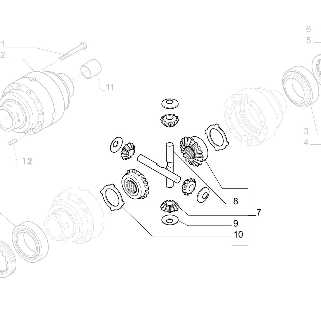 HIG QUALITY DIFFERENTIAL REPAIR KIT  BACKHOE LOADER OEM NUMBER 068442  SPACE PARTS   DIFFERENTIAL  Carraro