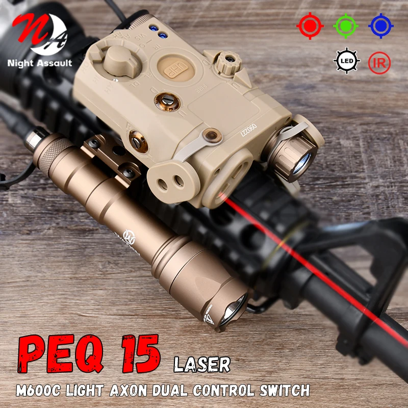 

WADSN PEQ 15 PEQ-15 Red Green Blue IR Battery Box LED Strobe Surefir M600 Flashlight AR15 Accessories AXON Dual Pressure Switch