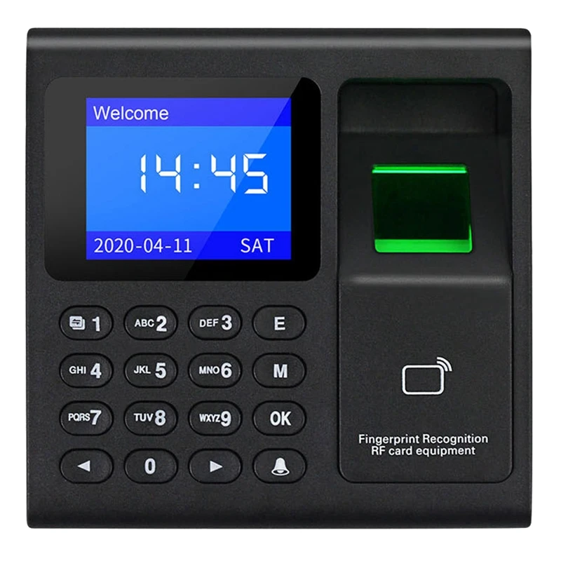 Time Clock Recorder elétrico, controle de acesso, teclado RFID, USB Data Manager, 1000 Capacidade