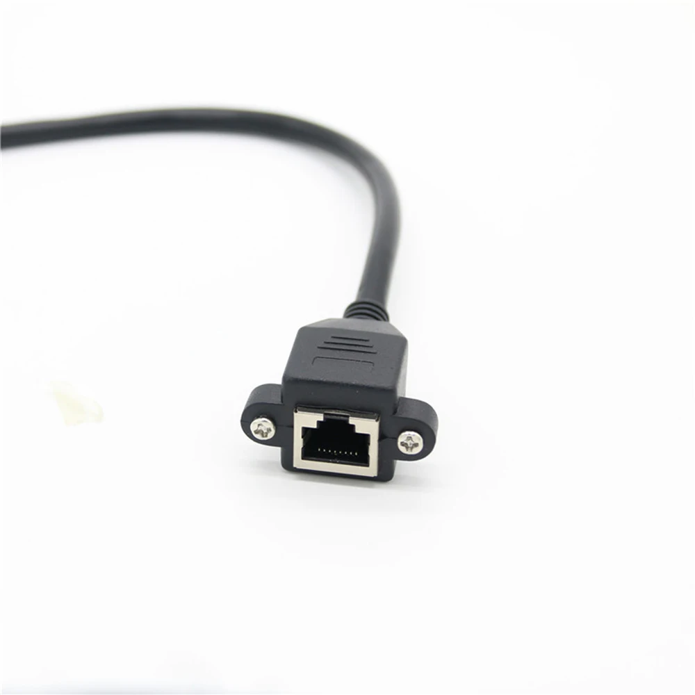 8-pinowy kabel RJ45 męski na żeński przedłużacz sieci Ethernet LAN śrubowe złącze do montażu panelowego 30/60/100CM przedłużacz Cat5E Cat6E