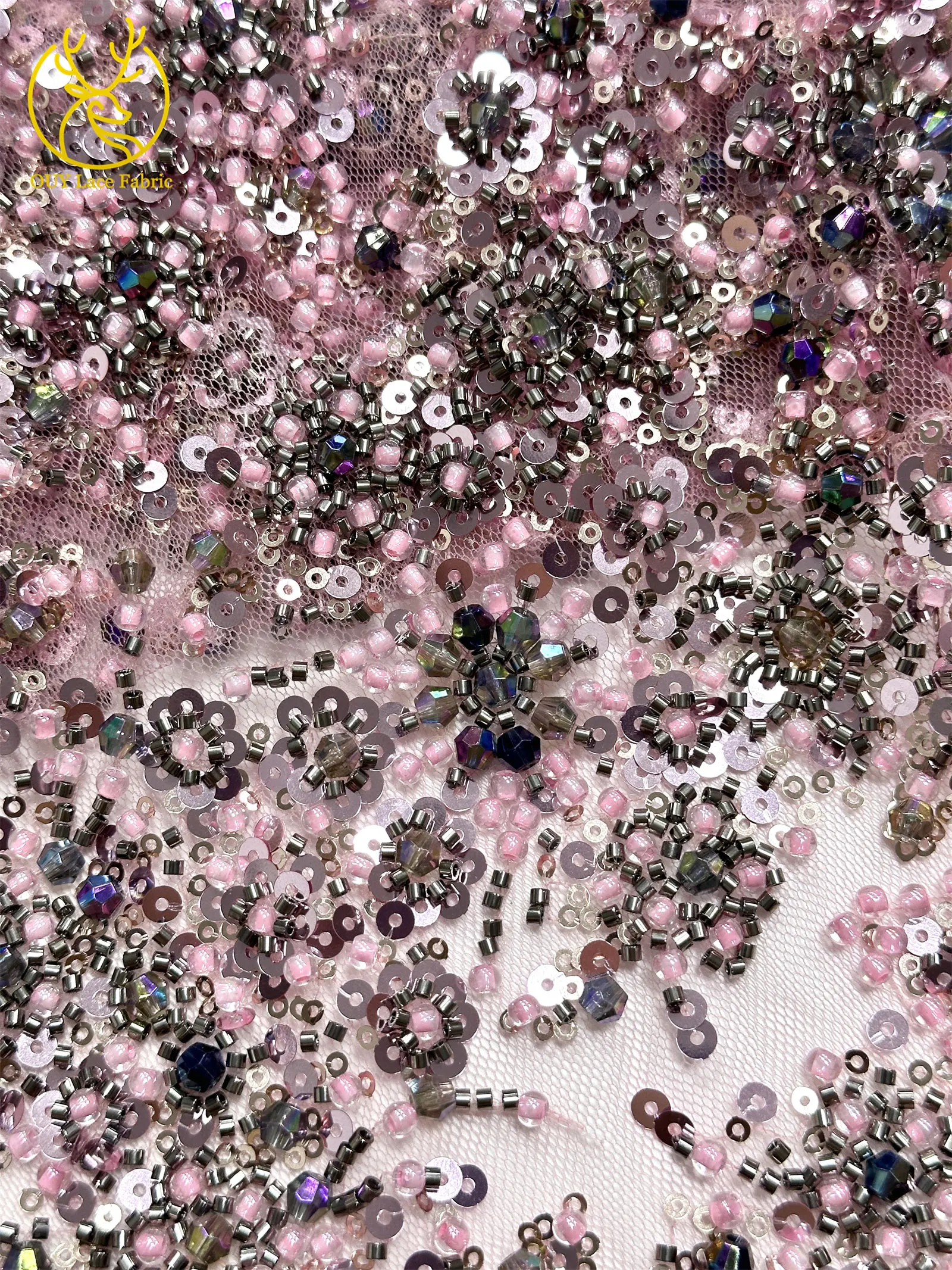 Schwarzer Luxuriöser Afrikanischer Handgefertigter Schwer Perlenverzierter Pailletten-Spitzenstoff 5 Yards Luxuriöser Französischer Tüll-Spitzenstoff für Partykleider – Detail 22